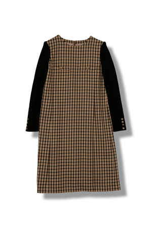 【23AW商品-23146011】ニット袖付き強撚ウールワンピース