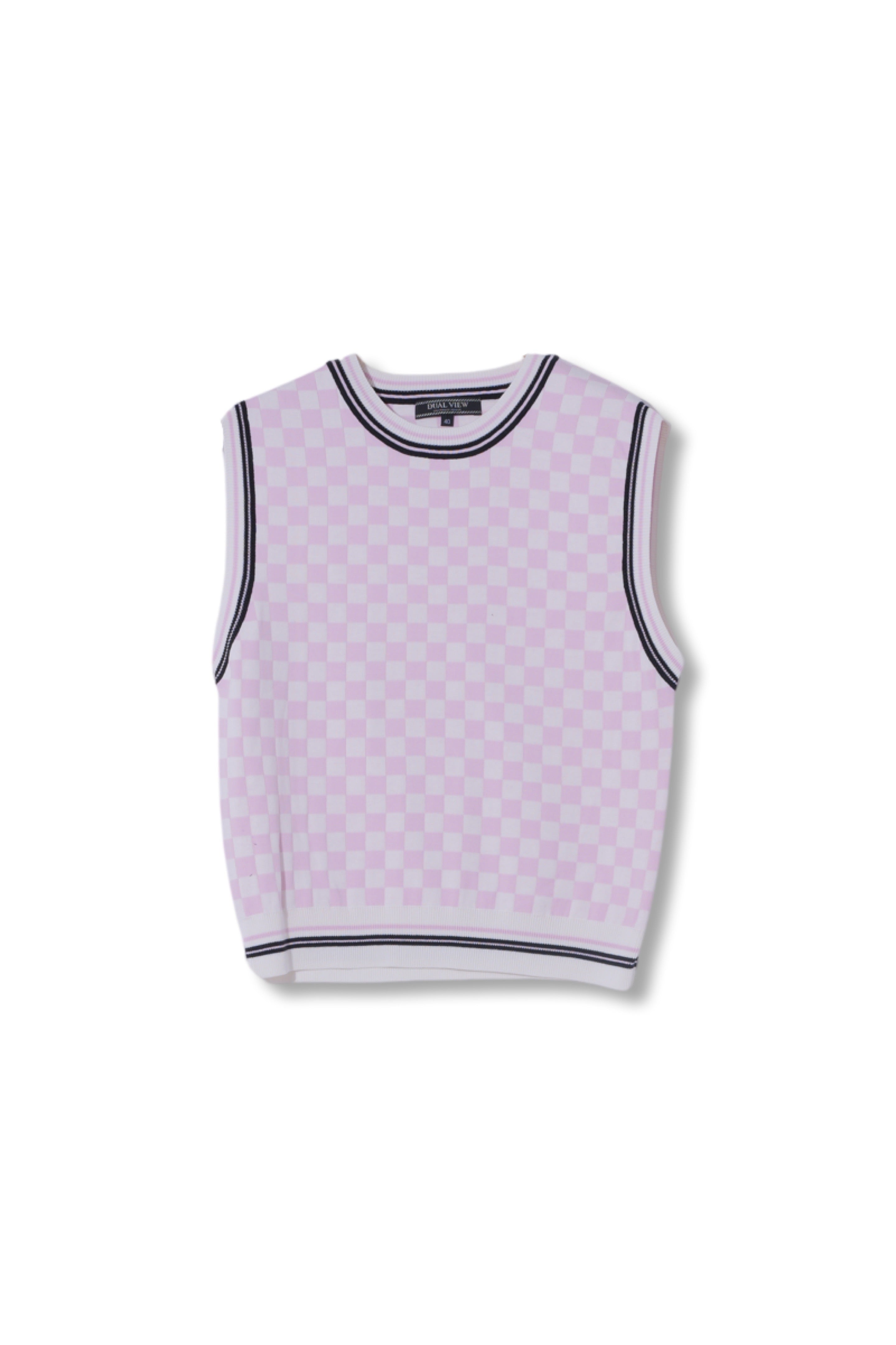 【25SS商品-25318016】チェッカージャカードノースリニット