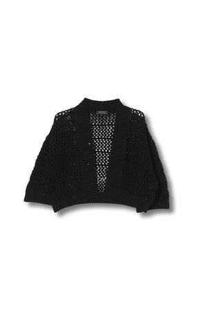 【25SS商品-25318014】メッシュ編みスパンコールニットカーディガン