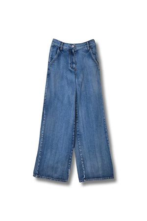 【定番-991394001A】ボールチェーン付デニムワイドパンツ