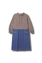【24AW商品-24146000】ジャージ×デニムフーディドレス