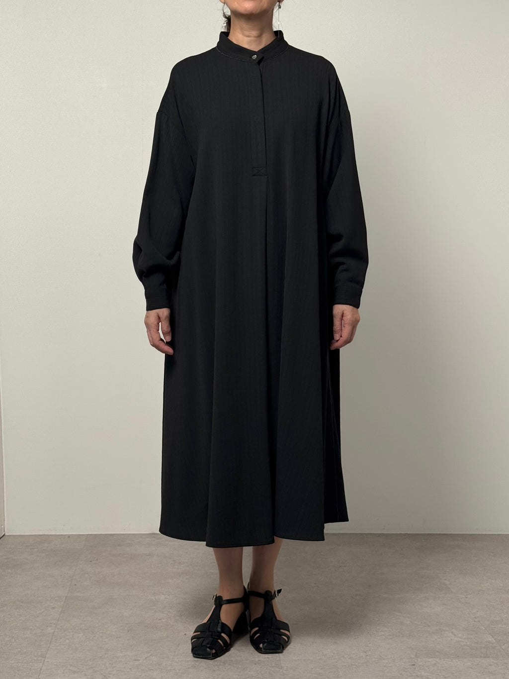 【25AW商品-25146014】サイドボールチェーンウールミックスシャツドレス