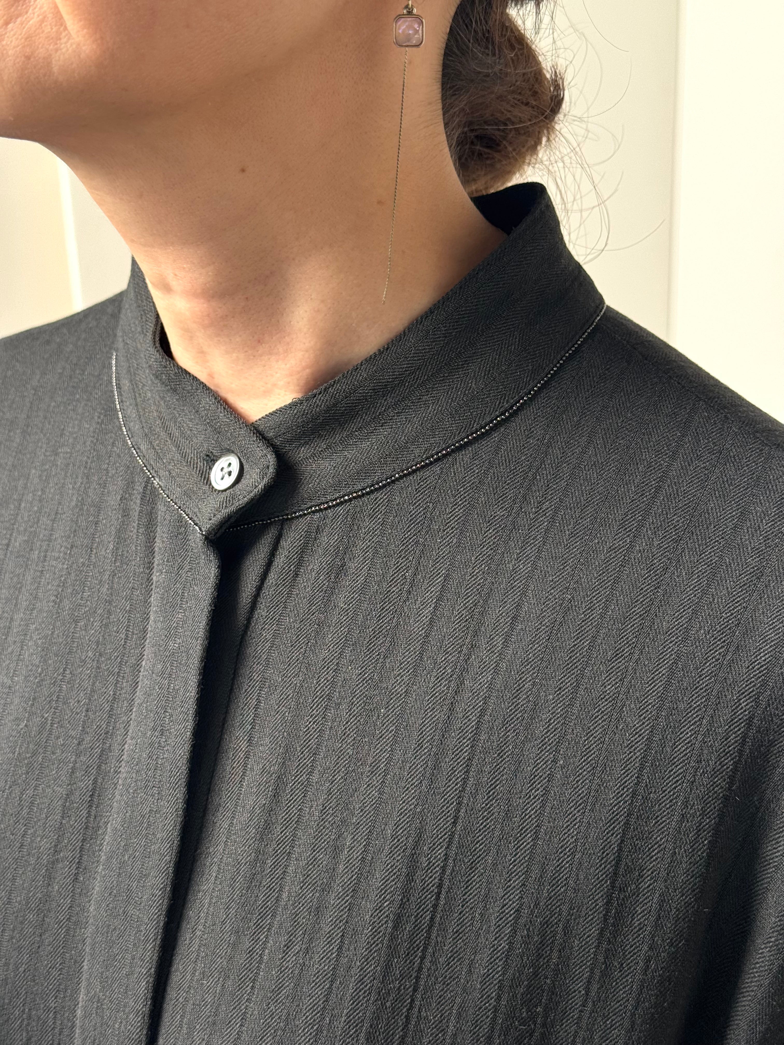 【25AW商品-25146014】サイドボールチェーンウールミックスシャツドレス