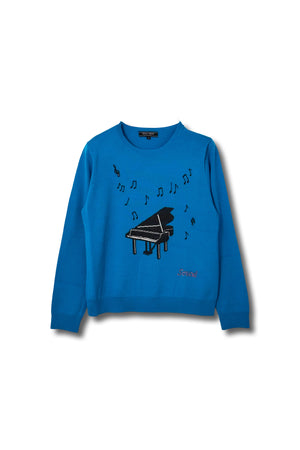 【24AW商品-24348001  】ピアノモチーフインターシャニット