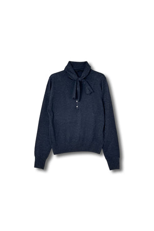 【24AW商品-24348005】ボウタイラメミックスニット