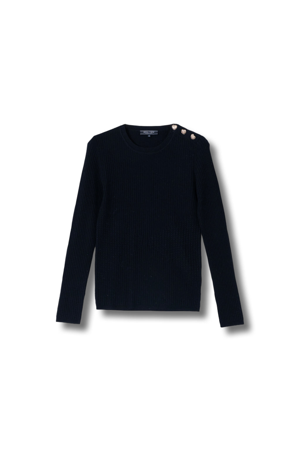 【25AW商品-25348053】ショルダー釦デザインケーブルニットプルオーバー