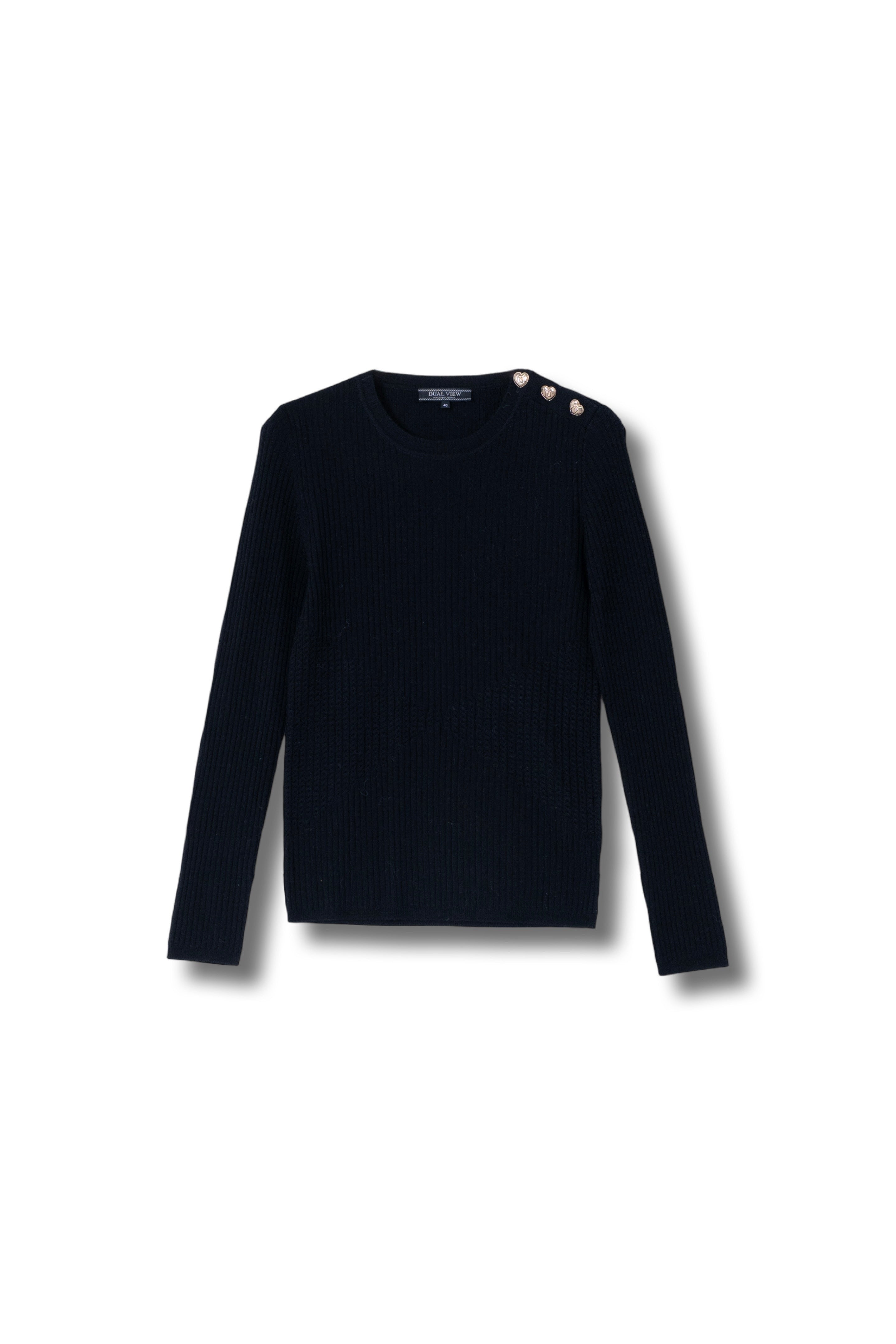 【25AW商品-25348053】ショルダー釦デザインケーブルニットプルオーバー