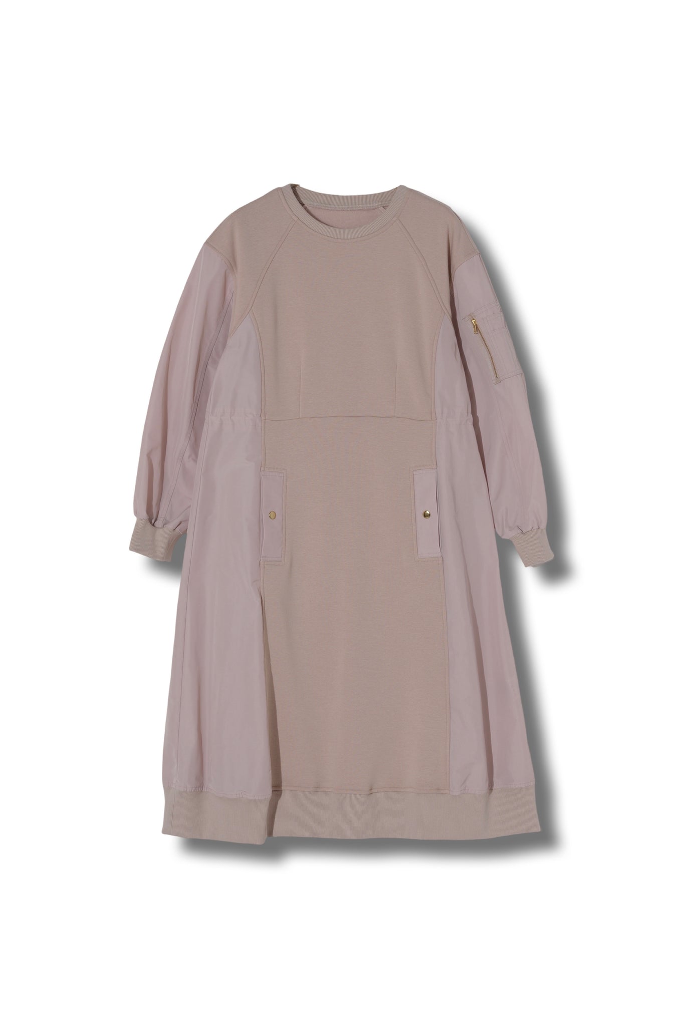 【25AW商品-25856003】裏ファー加工スウェット、タフタコンビワンピース