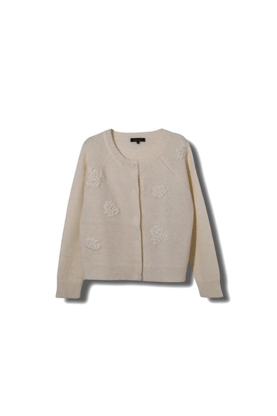 25AW商品-25358069】ベビーアルパカ フラワー刺繍カーディガン