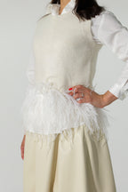 【24AW商品-24358052】フェザー付きクルーベスト