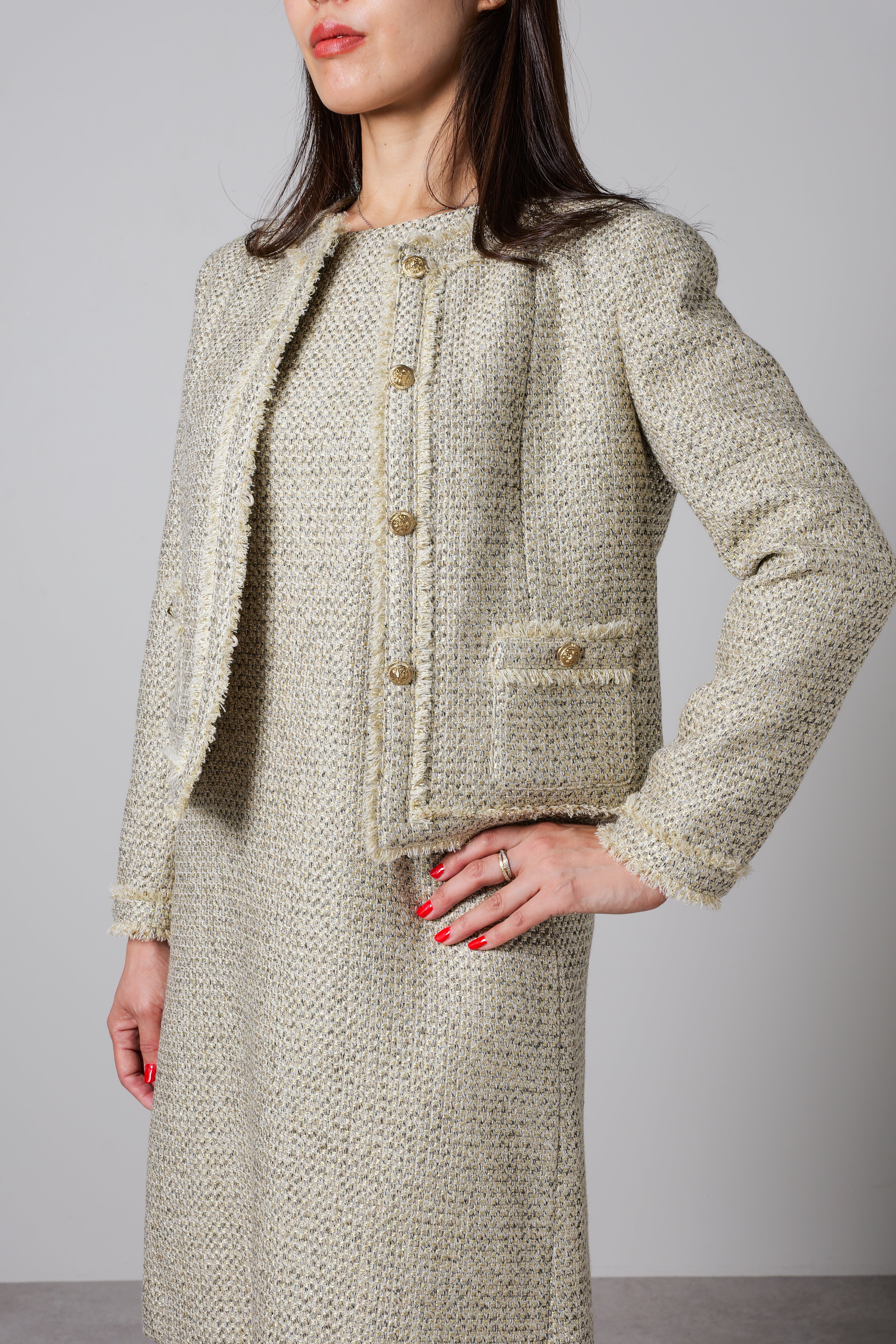 【24AW商品-24153024】ラメツイードジャケット