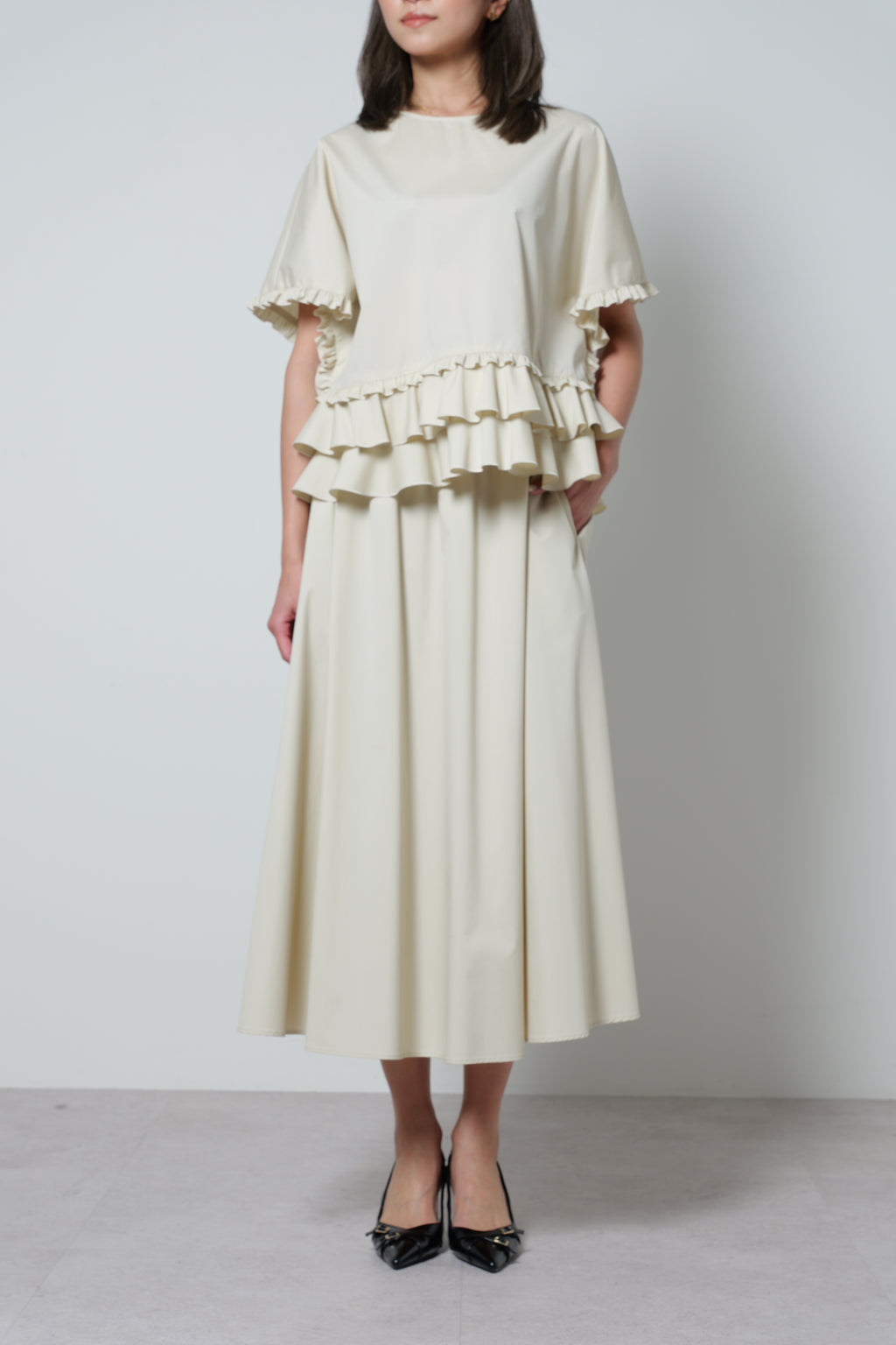 【25SS商品-25120016】コットンポプリンティアードTOP