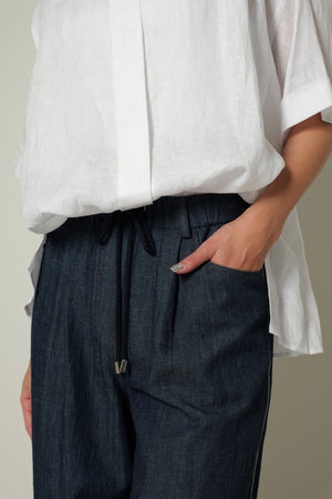 【25SS予約商品-25124009】麻デニムウオッシャブルワイドパンツ