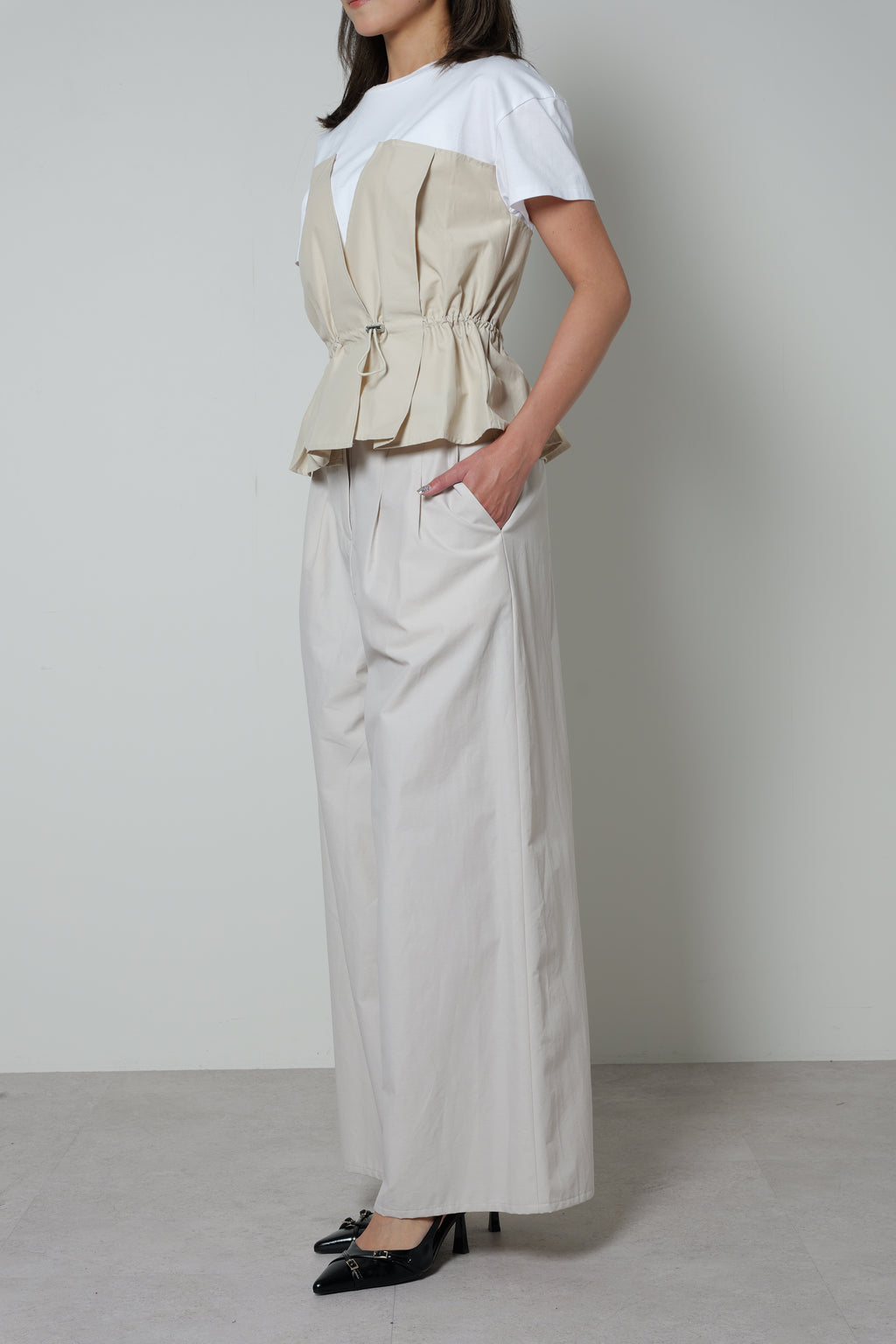 【25SS商品-25828020】タフタコンビネーション Tシャツ