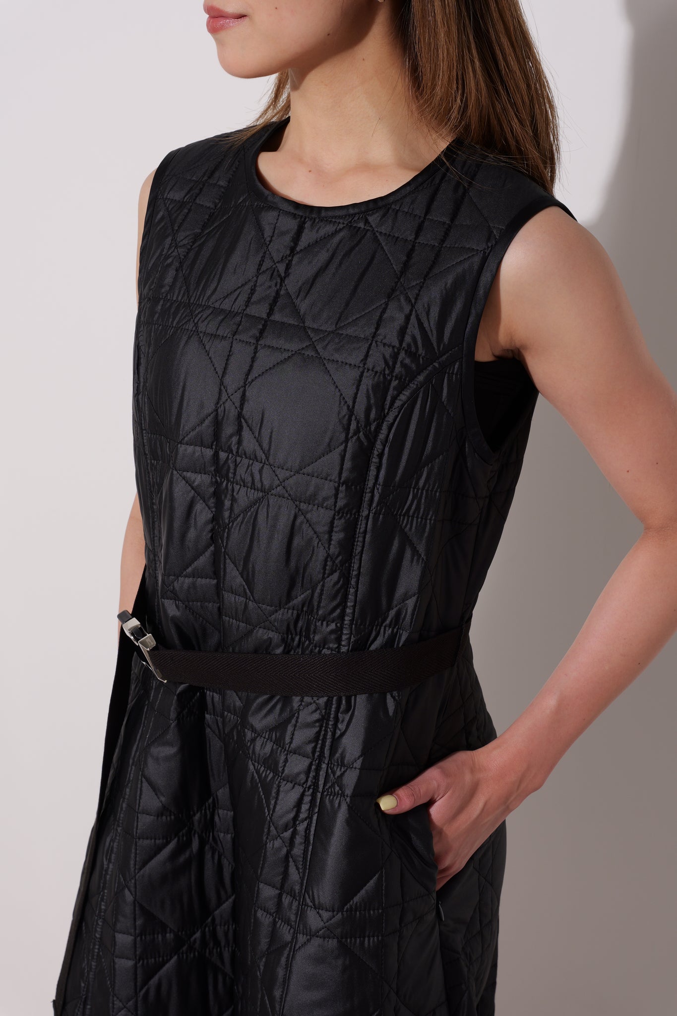 【25AW商品-25146013】シルキータフタキルティングドレス