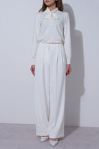 【25AW商品-25348029】パール釦ボウタイニット