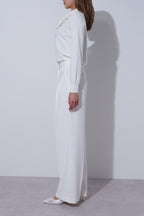 【25AW商品-25348029】パール釦ボウタイニット