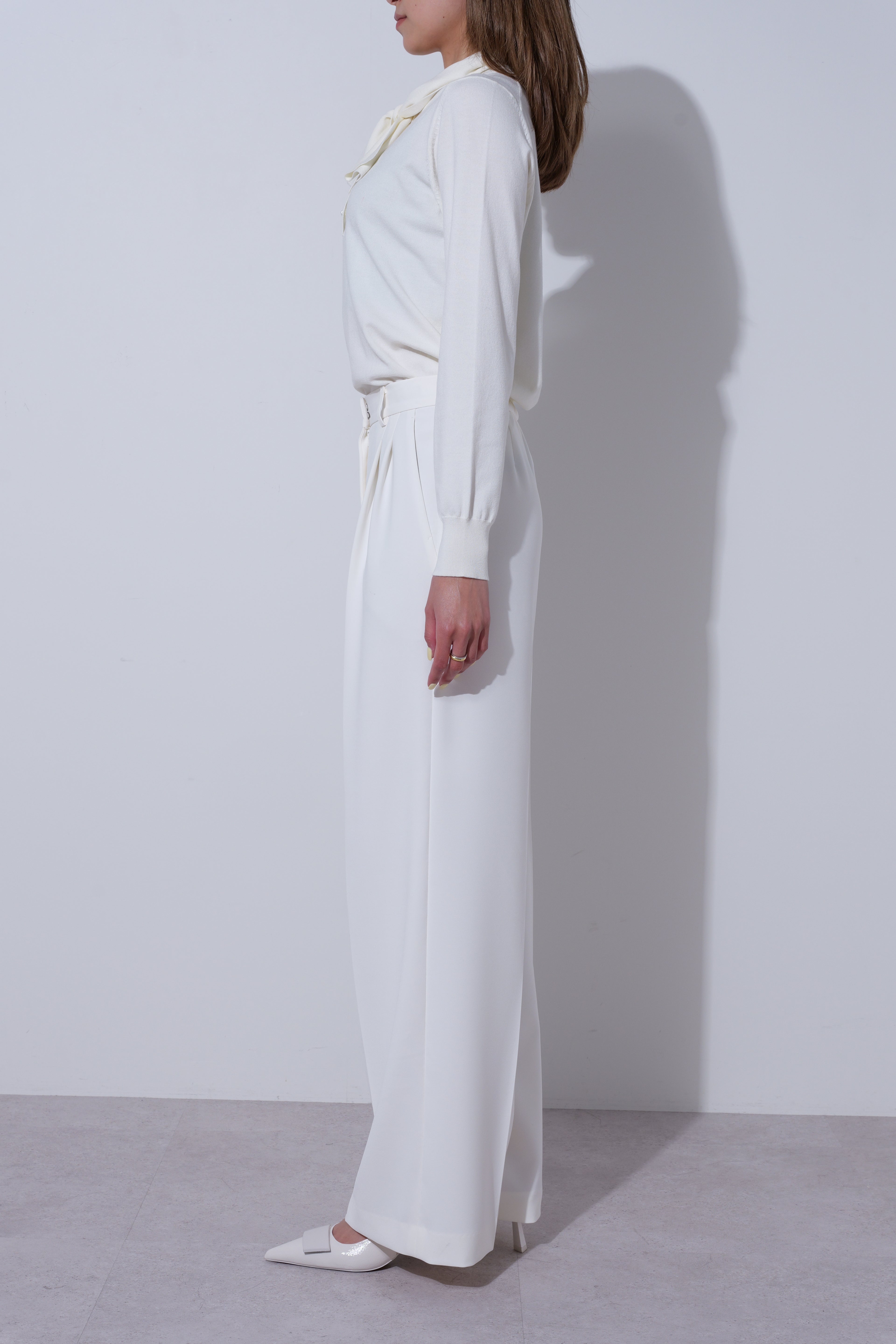 【25AW商品-25348029】パール釦ボウタイニット