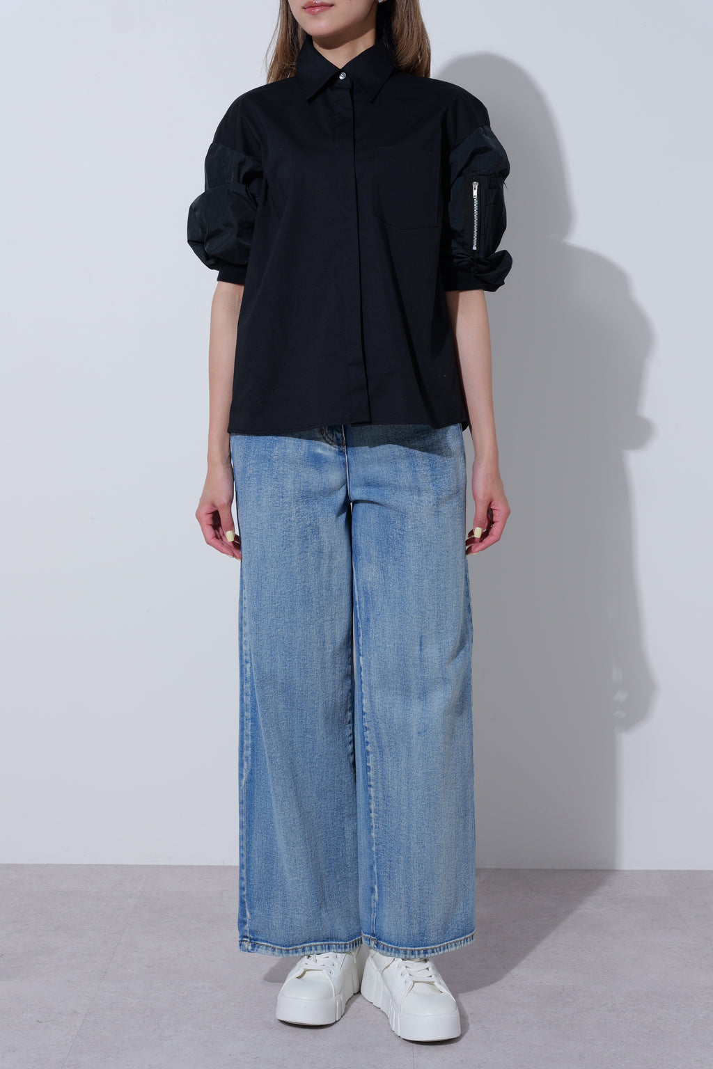 【25AW商品-25140001】タフタパフスリーブシャツ