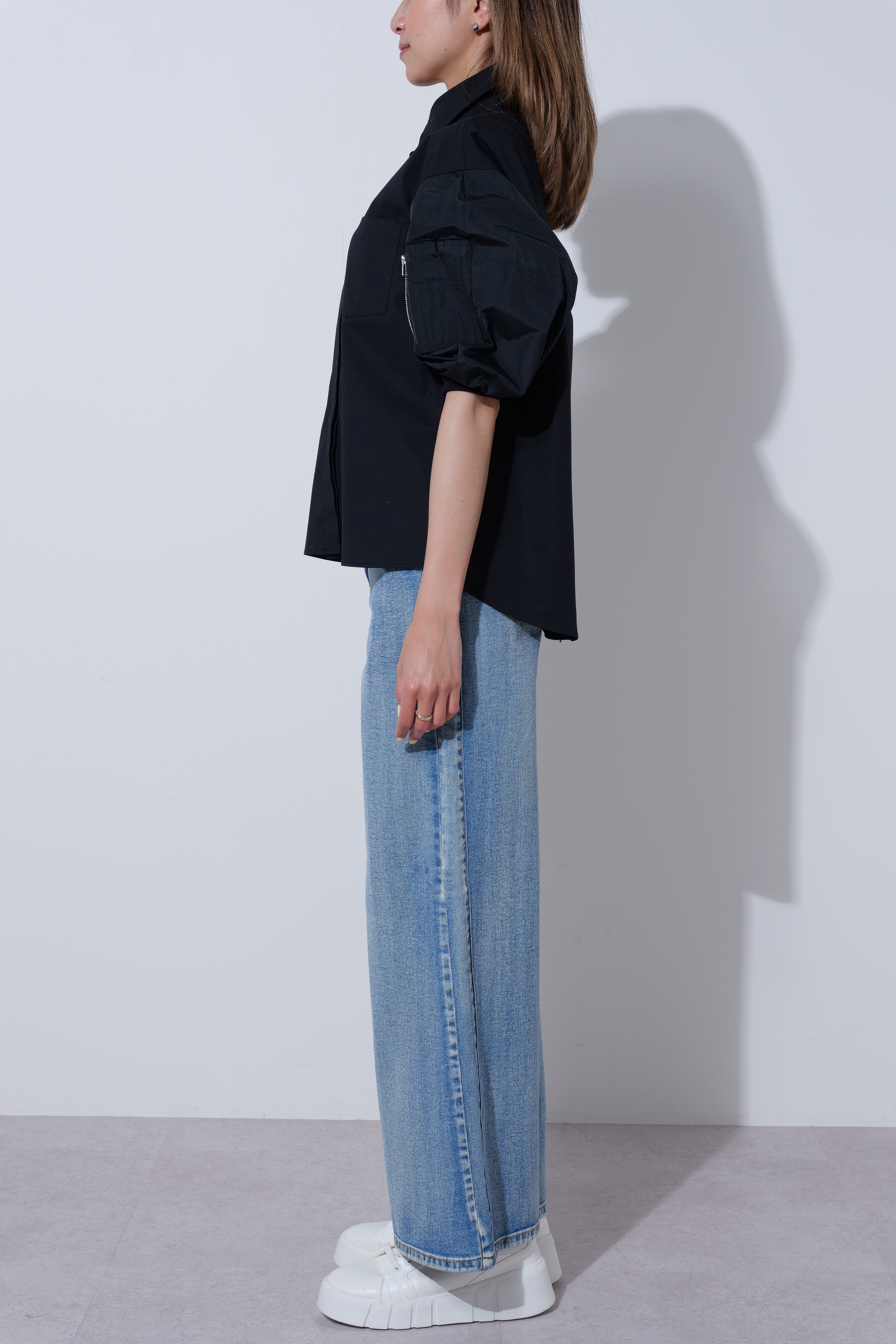 【25AW商品-25140001】タフタパフスリーブシャツ