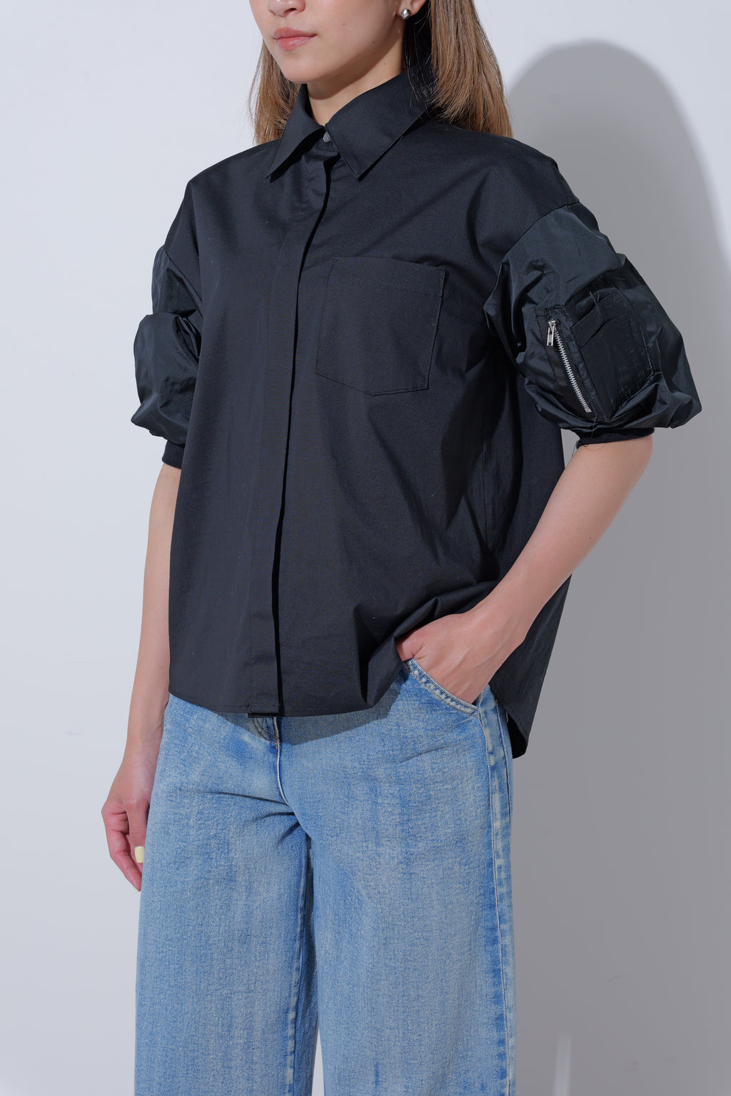 【25AW商品-25140001】タフタパフスリーブシャツ