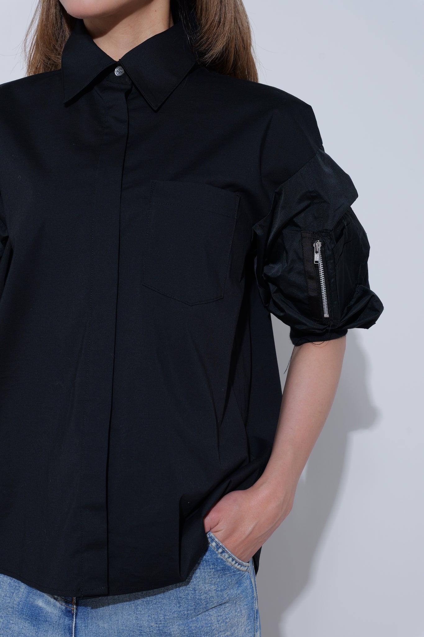 【25AW商品-25140001】タフタパフスリーブシャツ