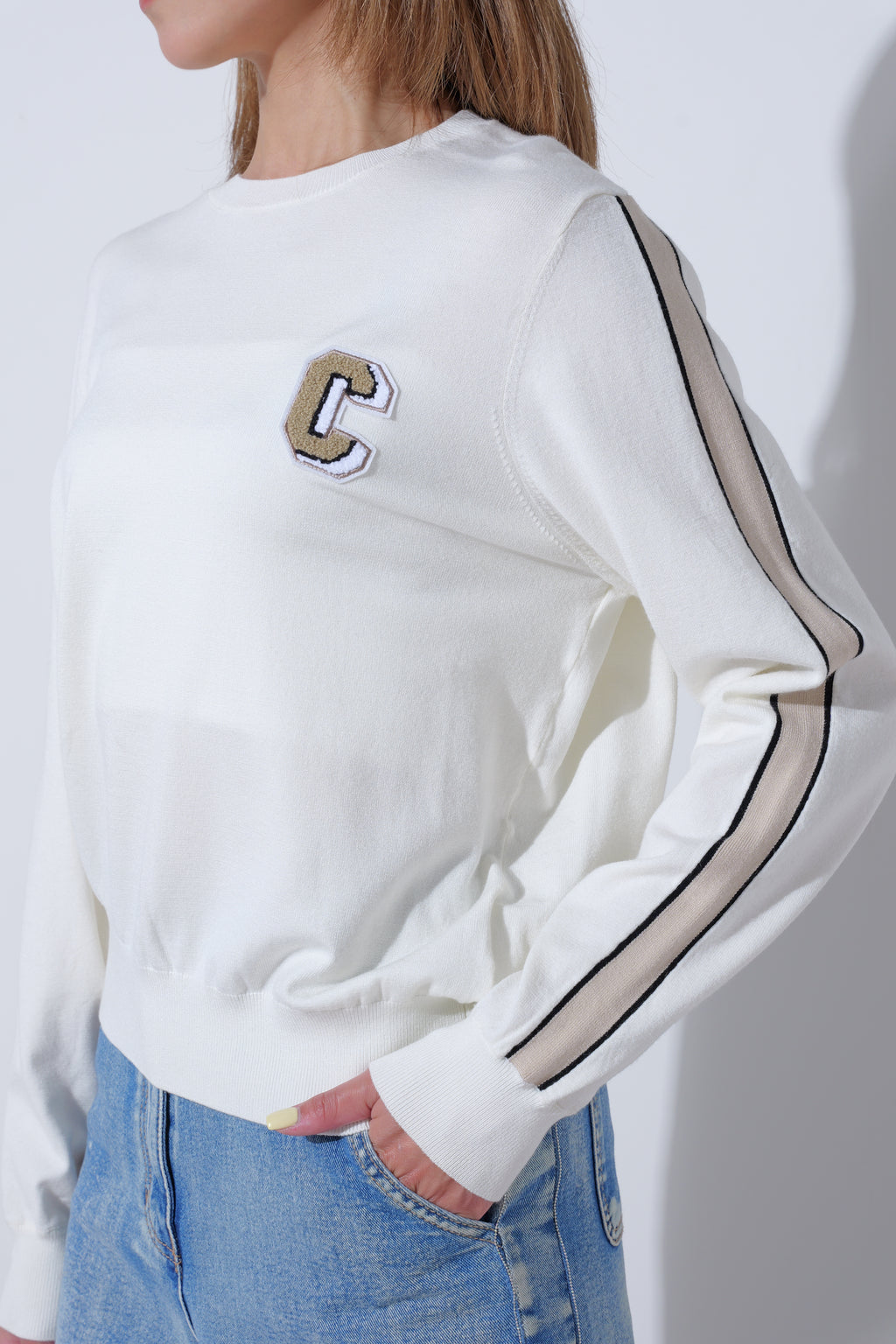 【25AW商品-25348055】ライン入りスリーブプルオーバー