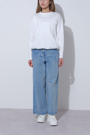 【25AW商品-25848004】タフタポケット付き裾ドロストロングスリーブTシャツ