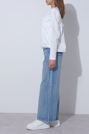 【25AW商品-25848004】タフタポケット付き裾ドロストロングスリーブTシャツ