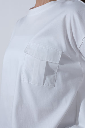 【25AW商品-25848004】タフタポケット付き裾ドロストロングスリーブTシャツ