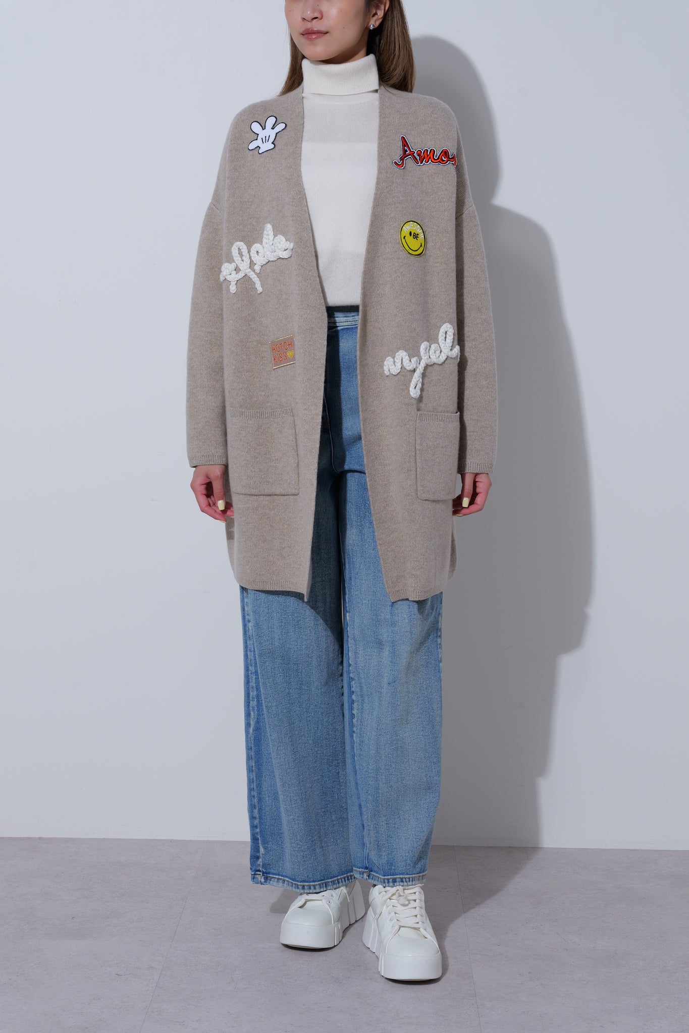 【25AW商品-25348059】ワッペン付きトッパーコーディガン