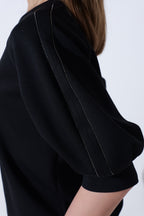 【25AW商品-25848005】ボールチェーン付きパフスリーブポンチトップス