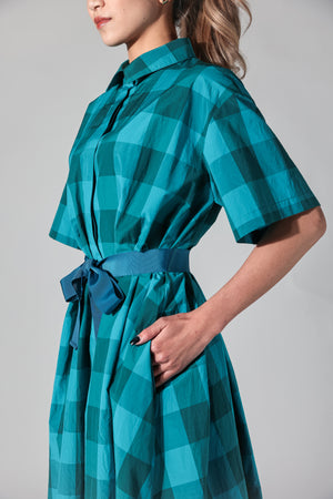 23SS SALE商品 】ブロックチェックボトムタックシャツドレス – DUAL VIEW